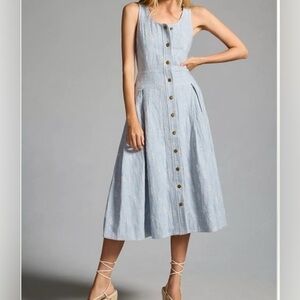 HUNTER BELL pleated A line midi dress